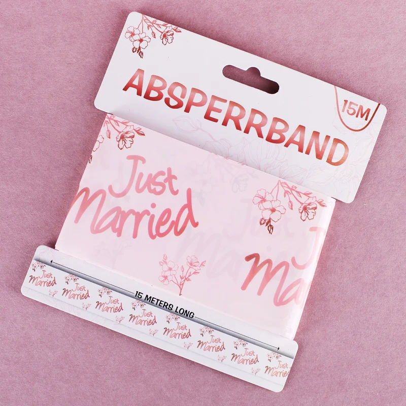 Absperrband Just Married rosa