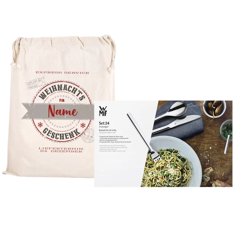 WMF Besteckset mit 24 Teilen und persönlichem Geschenksack zu Weihnachten