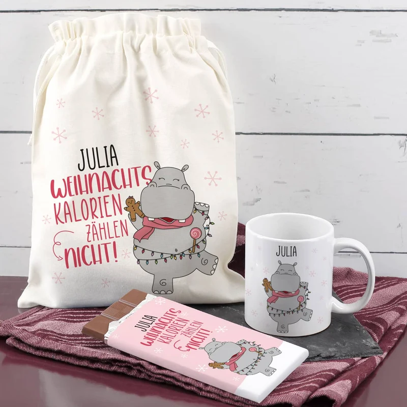 Weihnachtskalorien zählen nicht! - Geschenkset zu Weihnachten mit Tasse und Schoki