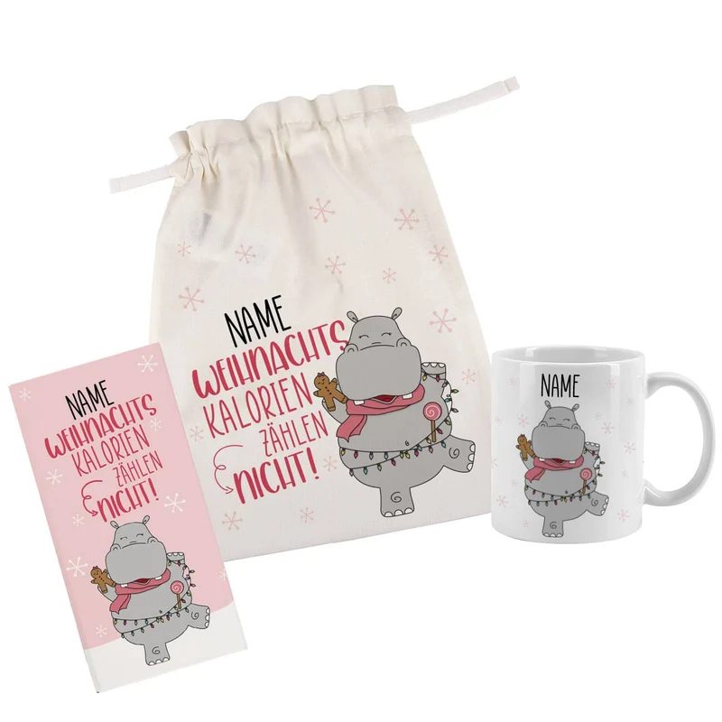 Weihnachtskalorien zählen nicht! - Geschenkset zu Weihnachten mit Tasse und Schoki