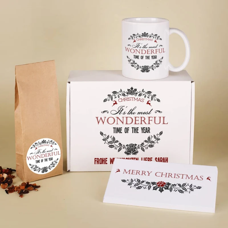 Tee Set - most wonderful time - mit Schokolade, Tee und Tasse