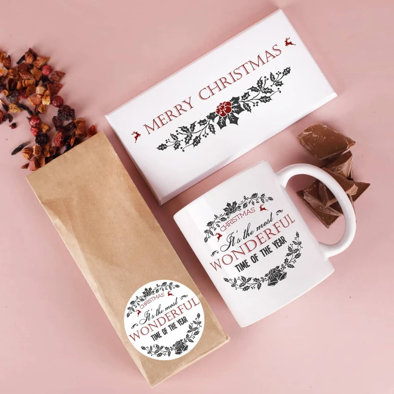 Tee Set - most wonderful time - mit Schokolade, Tee und Tasse