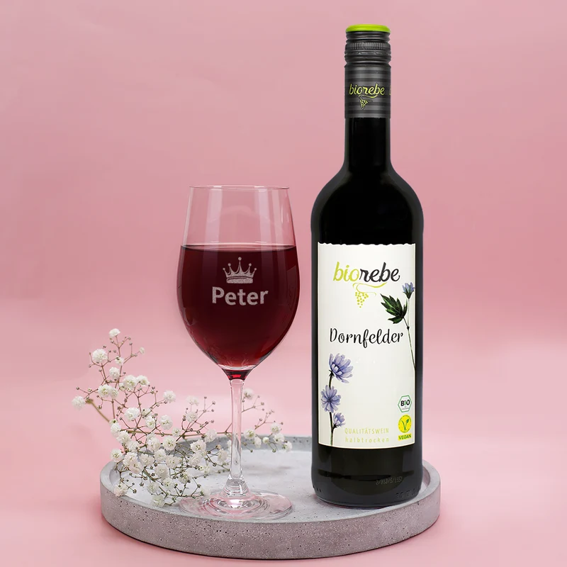 Biorebe Wein Geschenkset zu Weihnachten mit Weinglas in Geschenkbox | Weihnachtsgeschenk