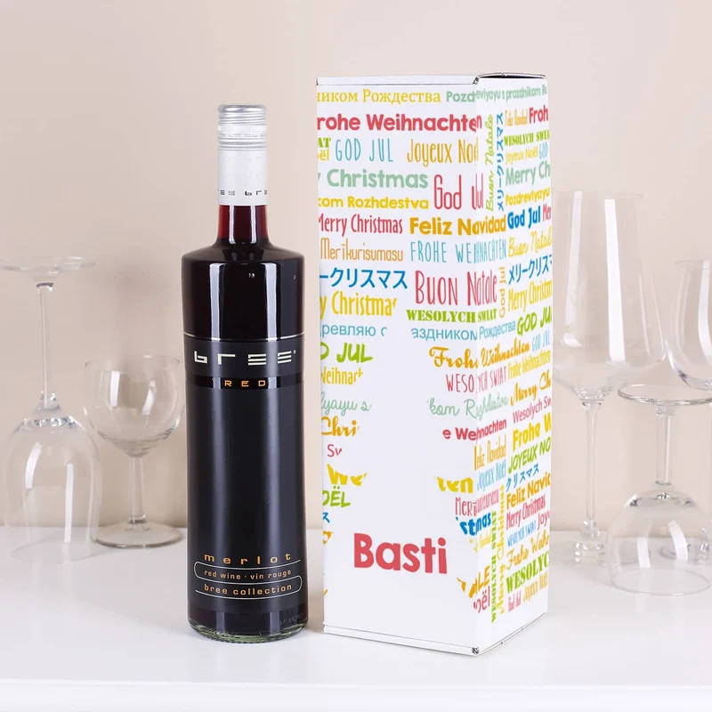 BREE Weinflasche mit persönlicher Verpackung als Weihnachtsgeschenk
