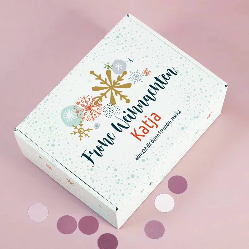 Geschenkset zu Weihnachten mit Lindt Pralinen und Wein in Geschenkbox