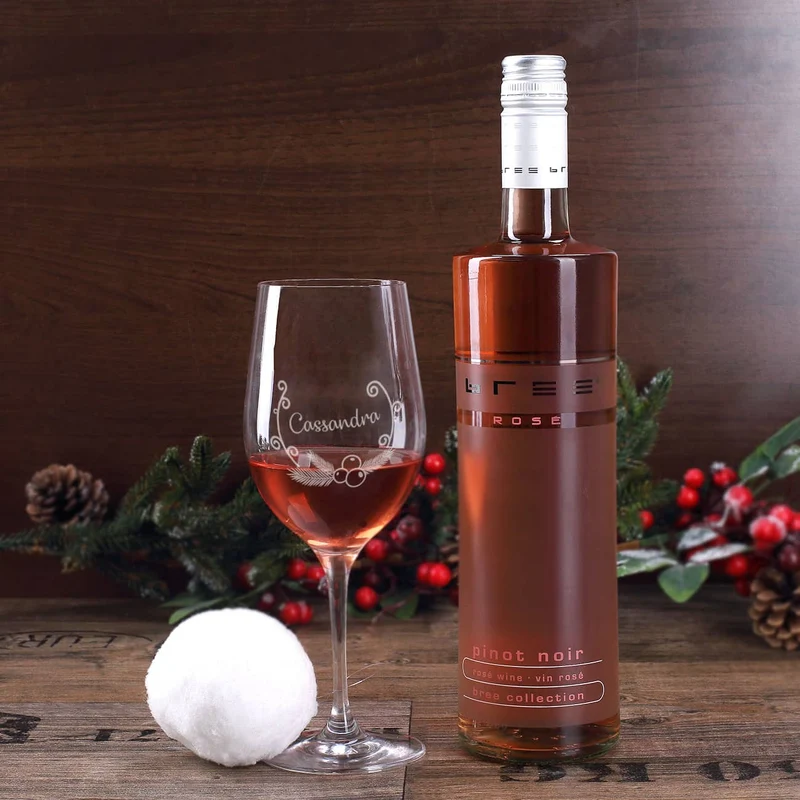 Persönliches Weihnachtsgeschenk für Weinliebhaber mit Weihnachtskranz, Name und Wunschtext