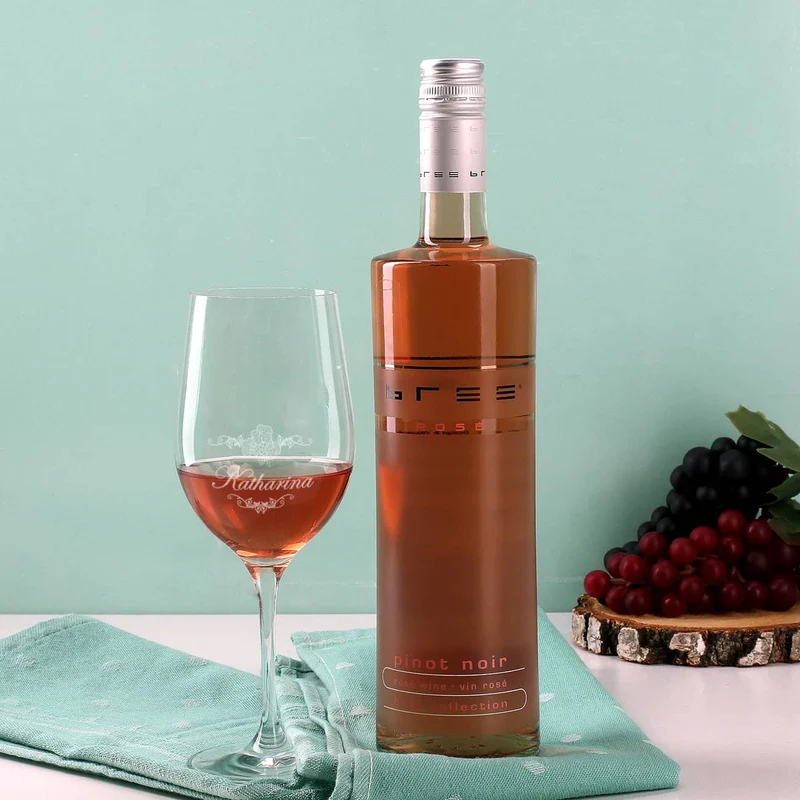 Wein - Geschenkset zum 30. Geburtstag aus Glas und Flasche in persönlicher Holzbox