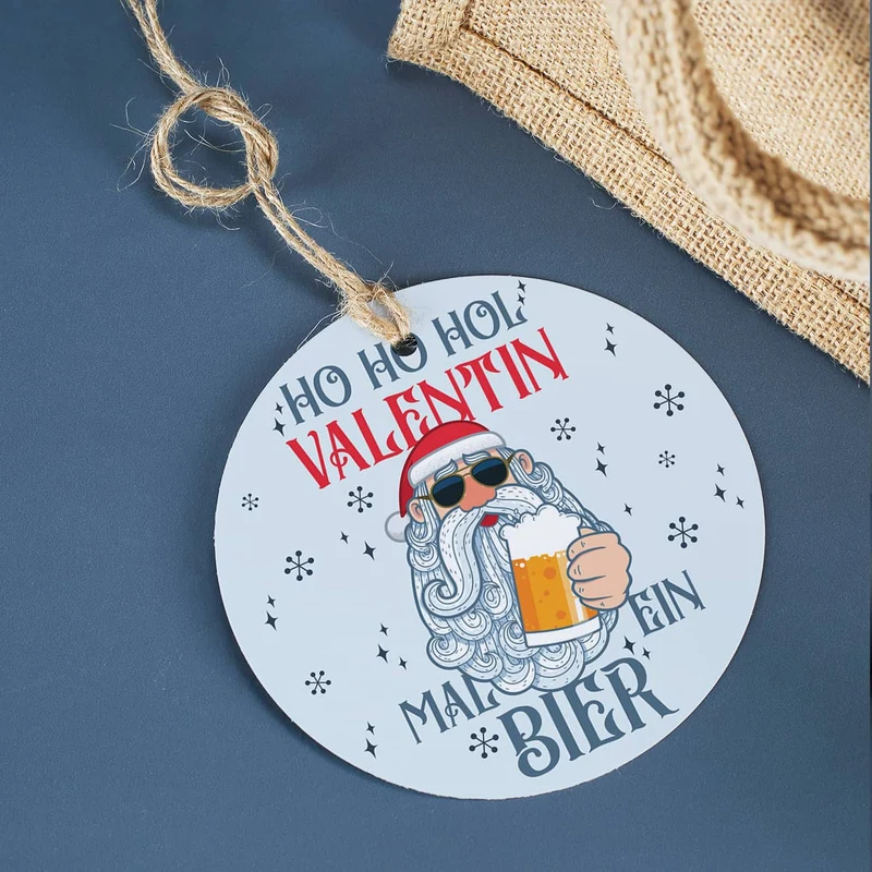 Männergeschenk zu Weihnachten - Bierglas mit Bierflasche in persönlicher Geschenktüte
