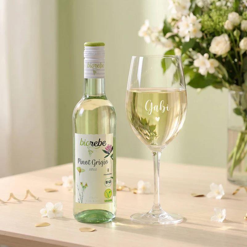 Weinset - Kleines Dankeschön - mit Weinglas, Wein und Verpackung