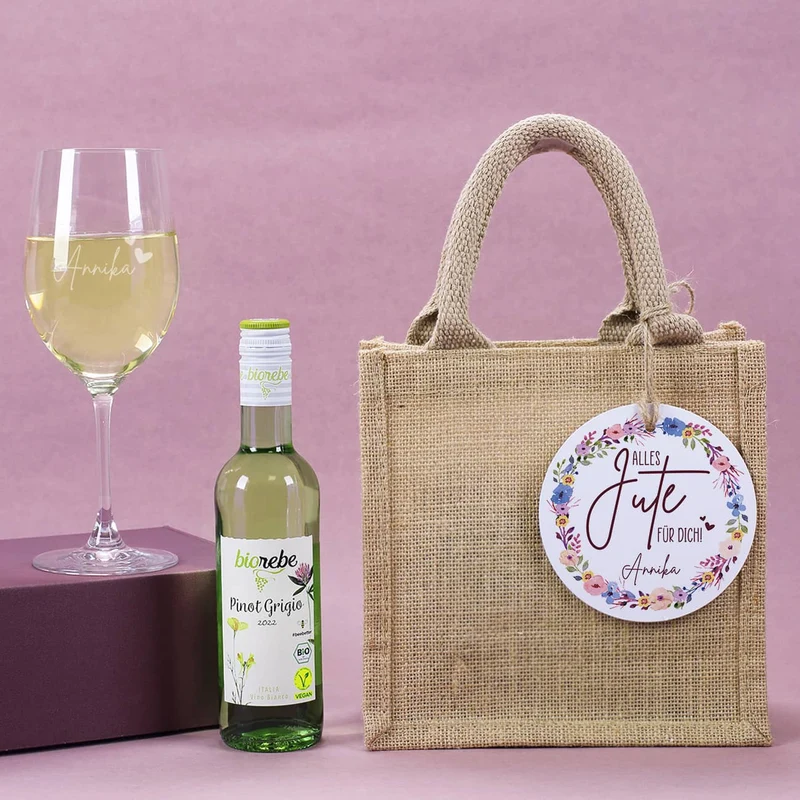 Alles Jute für Dich! - Wein Geschenkset in Jutetüte