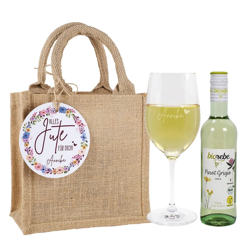 Alles Jute für Dich! - Wein Geschenkset in Jutetüte