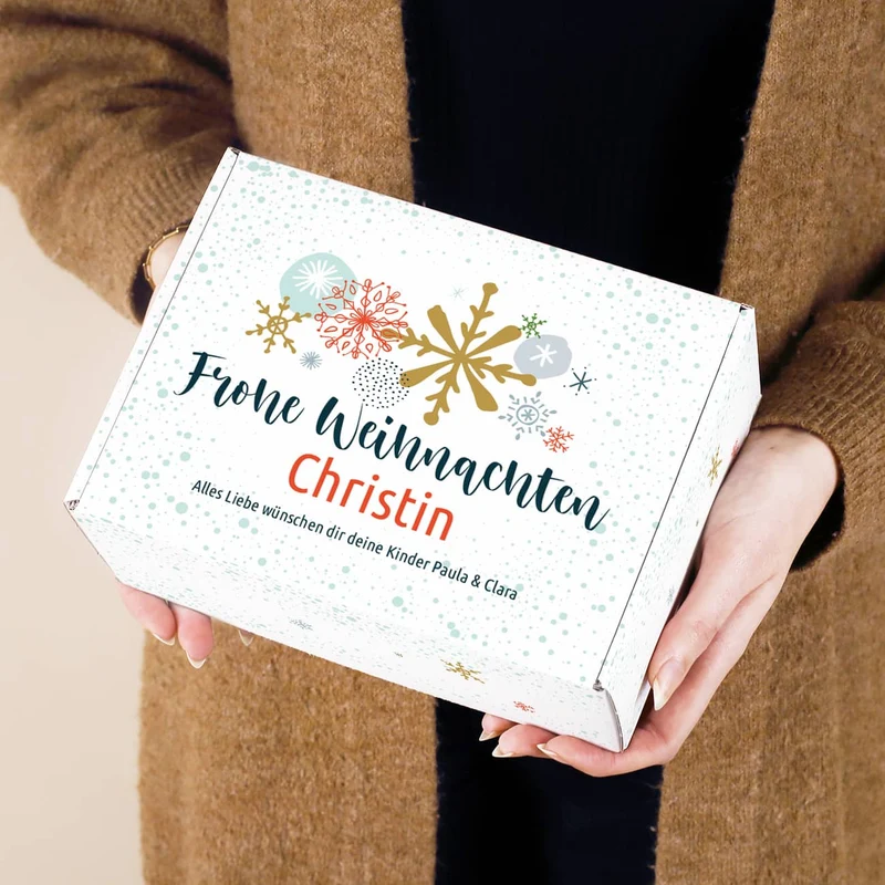 Gravierte Weihnachtskugel, Teeglas und Früchtetee als Geschenkset zu Weihnachten mit Box