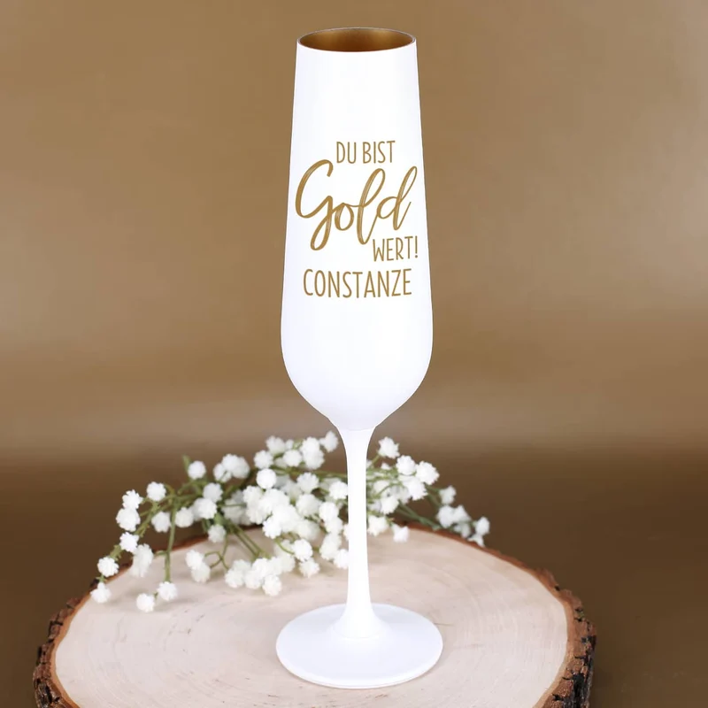 Sektglas - Gold wert - mit kleiner Scavi & Ray Sektflasche