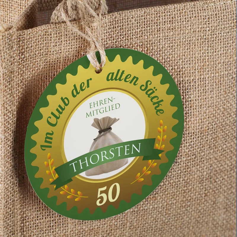 Geburtstagsgeschenkset für Männer mit Bier und Glas in persönlicher Jutetüte