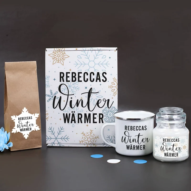Winterwärmer Geschenkset mit Tee, Tasse und Duftkerze