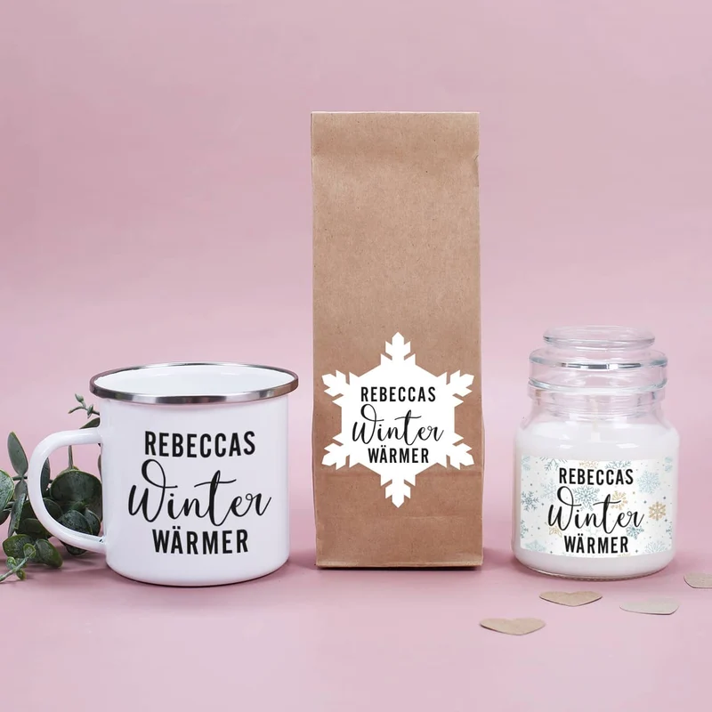 Winterwärmer Geschenkset mit Tee, Tasse und Duftkerze