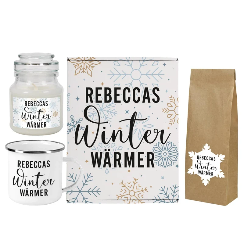 Winterwärmer Geschenkset mit Tee, Tasse und Duftkerze