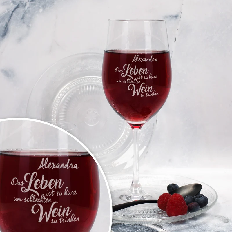 Biorebe Wein und Weinglas in personalisierter Geschenkverpackung