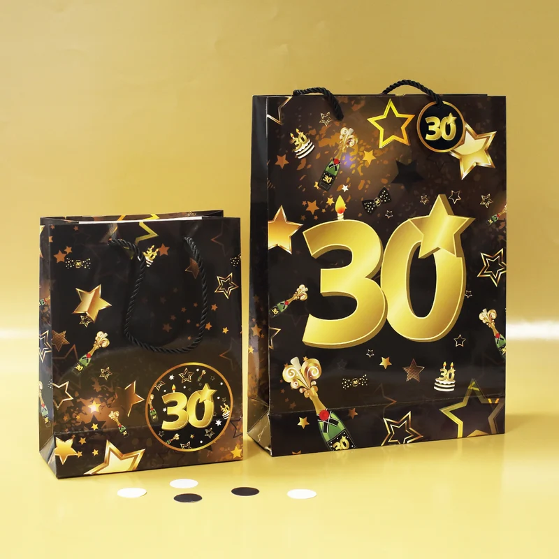 2-tlg. Geschenk-Taschen-Set - 30 schwarz/gold