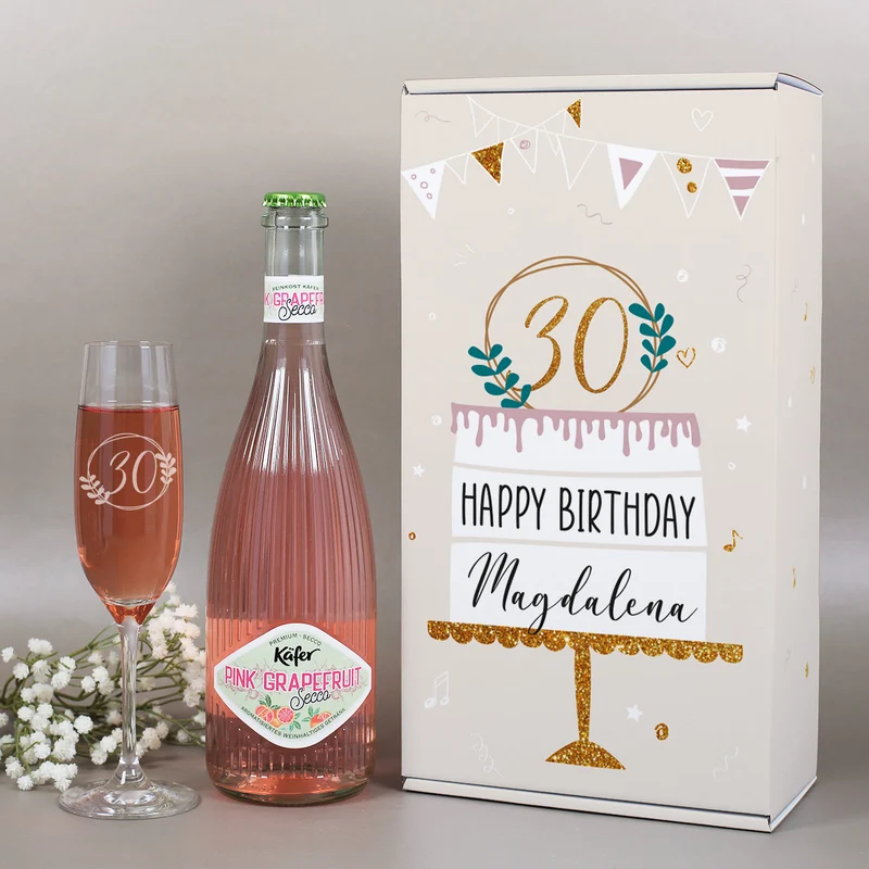 Geschenkset zum Geburtstag mit Tortenmotiv