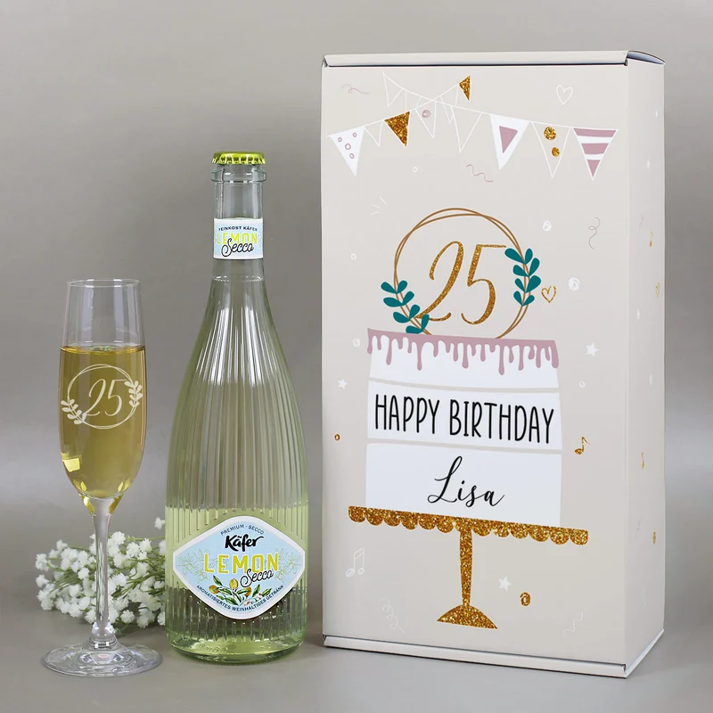 Geschenkset zum Geburtstag mit Tortenmotiv