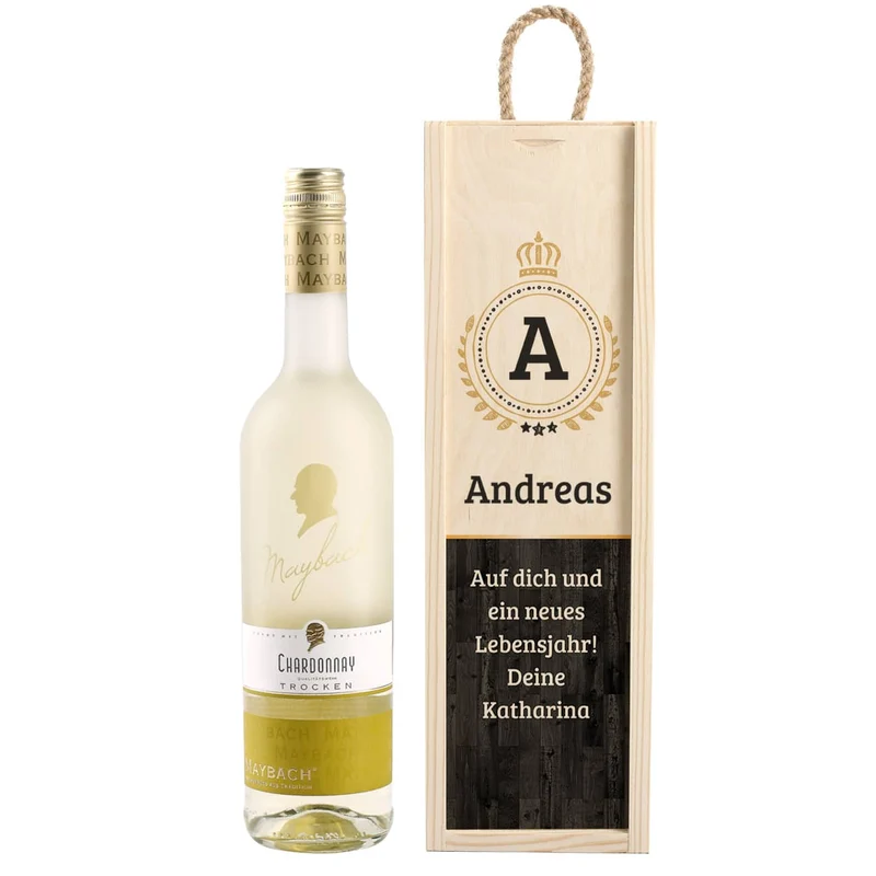 Persönliches Wein-Geschenkset mit bedruckter Holzbox