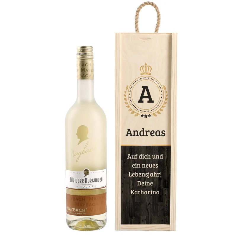 Persönliches Wein-Geschenkset mit bedruckter Holzbox