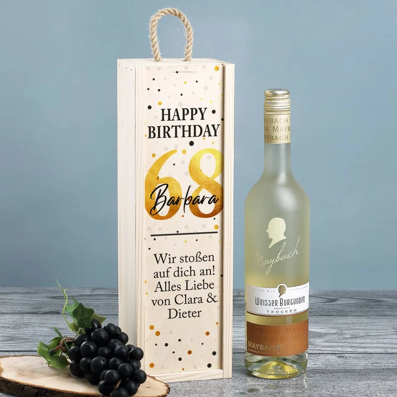 Bedruckte Weinbox mit Maybach Wein zum Geburtstag