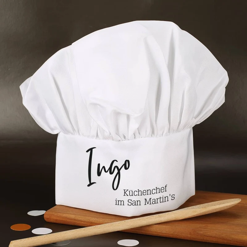 Modernes Geschenkset für Köche mit Name und zwei Zeilen Wunschtext