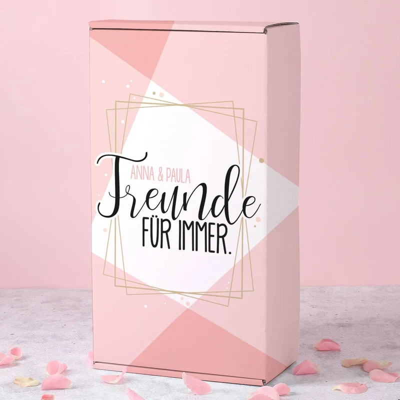 Geschenkset - Freunde für immer - mit zwei Gläsern in Verpackung