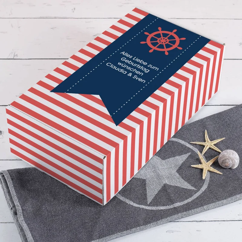 Maritimes Geschenkset mit Bellini und Cocktailglas