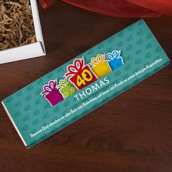 Gefüllte Geschenkbox zum 40. Geburtstag