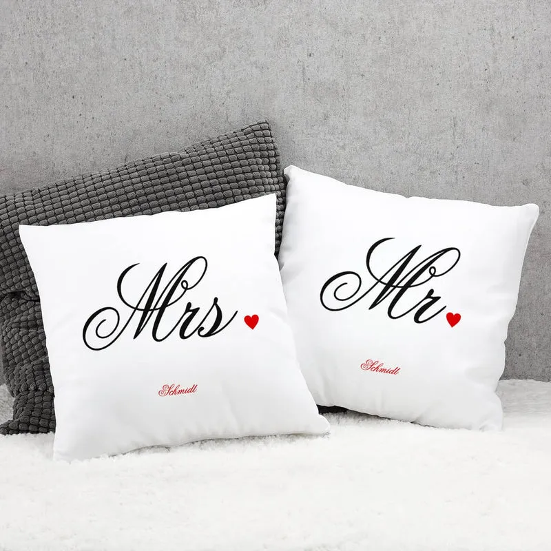 Mr und Mrs Kissen - Set für Paare mit Familienname