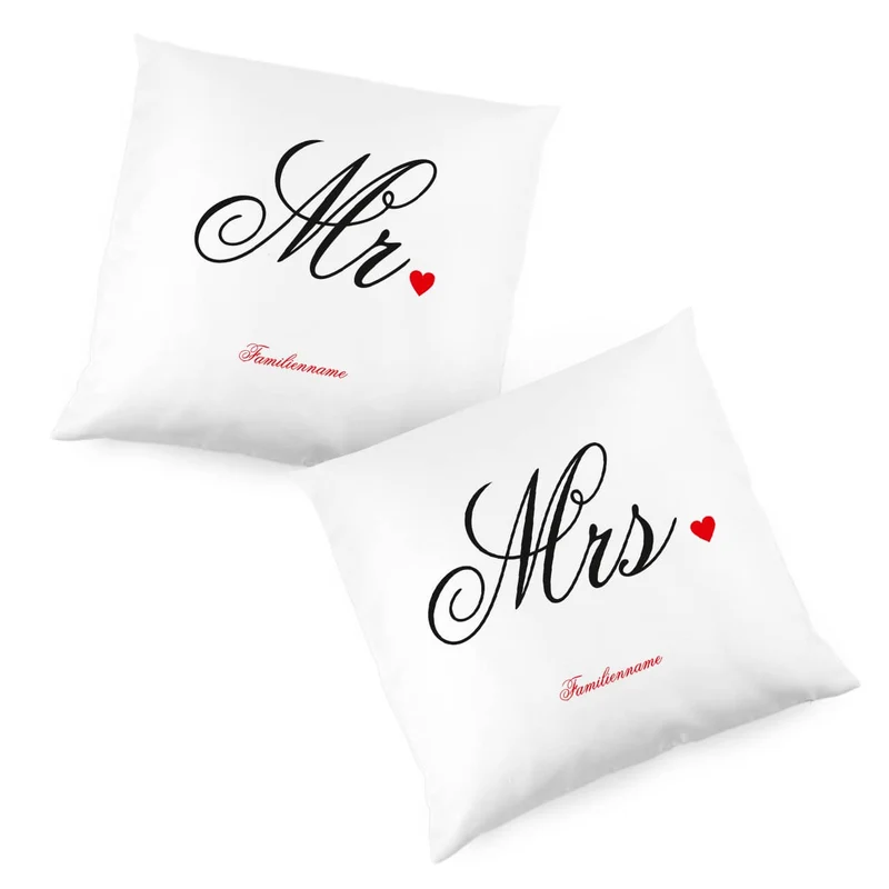 Mr und Mrs Kissen - Set für Paare mit Familienname