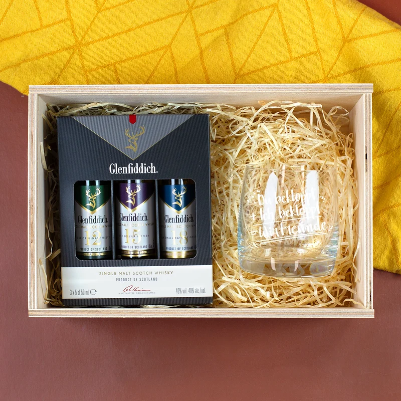 Whisky-Geschenkset für Freunde mit Humor - Whiskyglas mit Glenfiddich Whisky