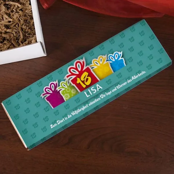 Gefüllte Geschenkbox zum 18. Geburtstag
