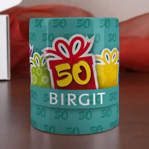 Gefüllte Geschenkbox zum 50. Geburtstag