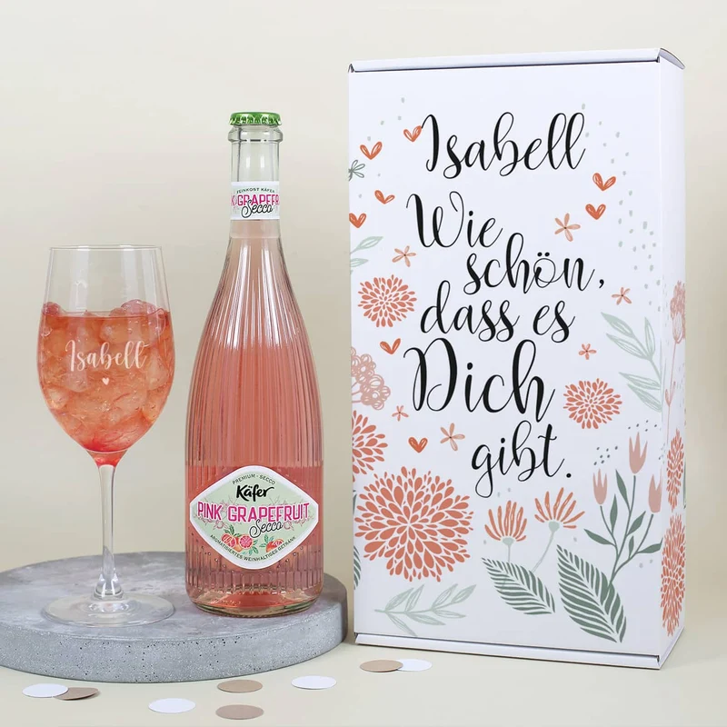 Wie schön, dass es Dich gibt. - Fruchtsecco Geschenkset in zwei Varianten