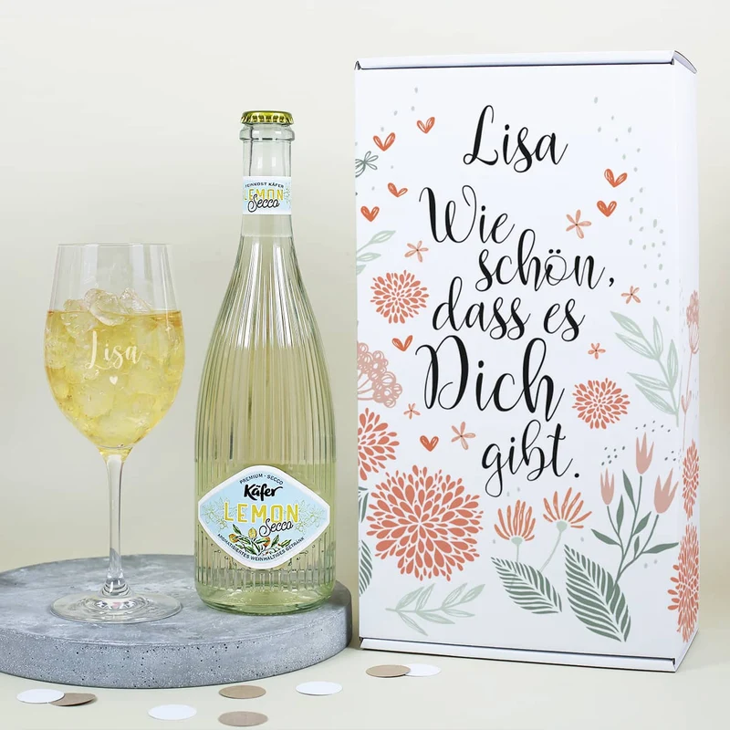Wie schön, dass es Dich gibt. - Fruchtsecco Geschenkset in zwei Varianten