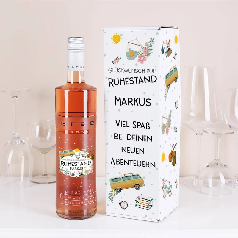 BREE Wein zur Rente mit bedruckter Verpackung mit Name und Wunschtext