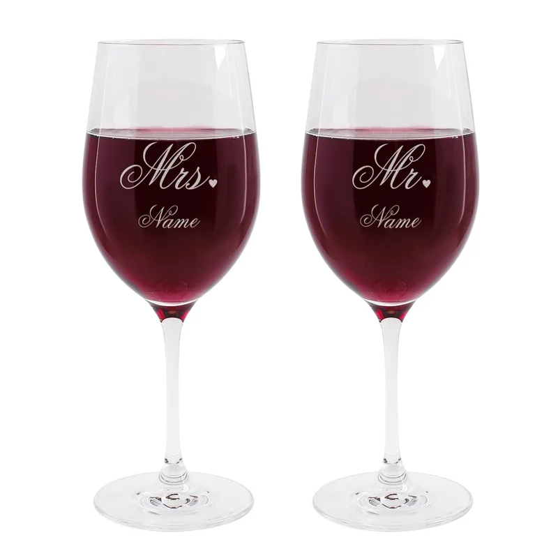 Mr. und Mrs. Weingläser im Set zur Hochzeit