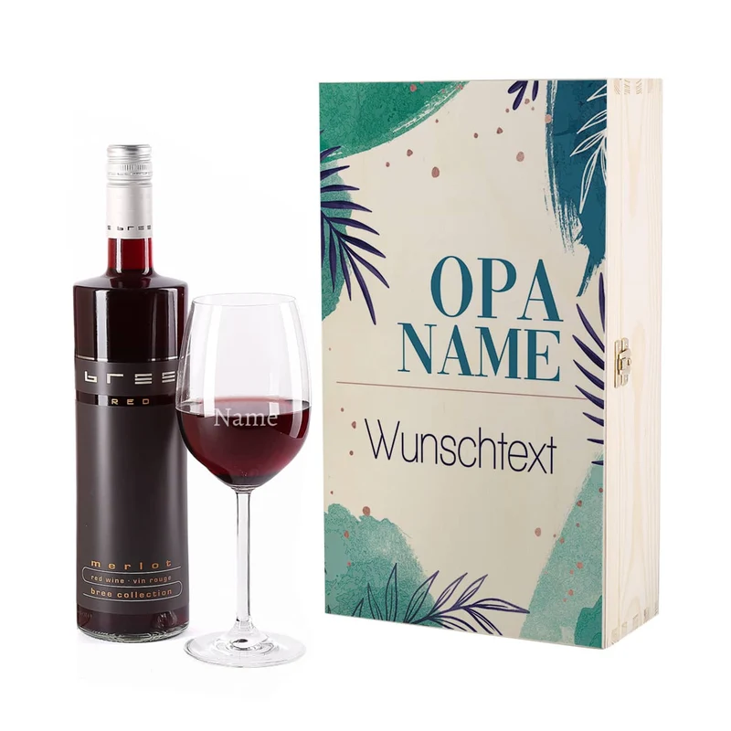Geschenkset mit BREE Wein und Glas für den besten Opa
