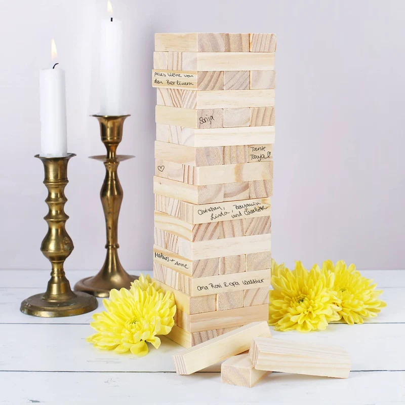Wackelturm Gästebuch zur Hochzeit mit persönlicher Geschenkbox