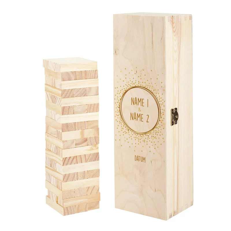 Wackelturm Gästebuch zur Hochzeit mit persönlicher Geschenkbox