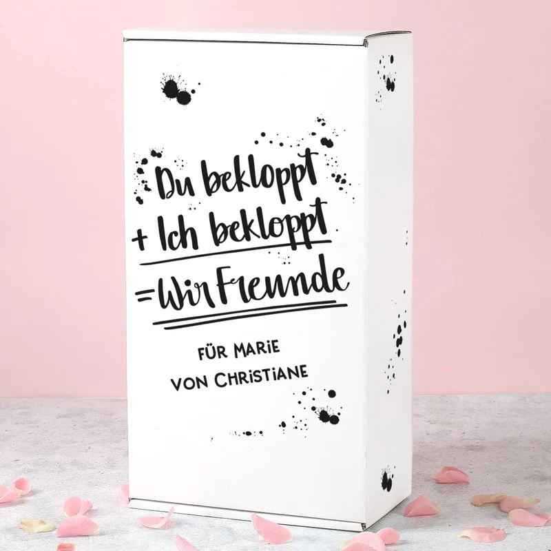 Du bekloppt, Ich bekloppt, Wir Freunde - Geschenkset mit Sekt und Sektglas | Geldermann