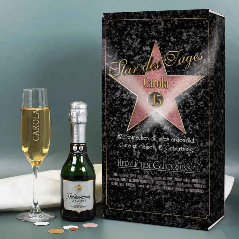 Star des Tages Geschenkset mit Sektglas und Sekt | Geldermann Flaschengärung
