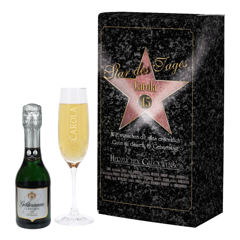 Star des Tages Geschenkset mit Sektglas und Sekt | Geldermann Flaschengärung