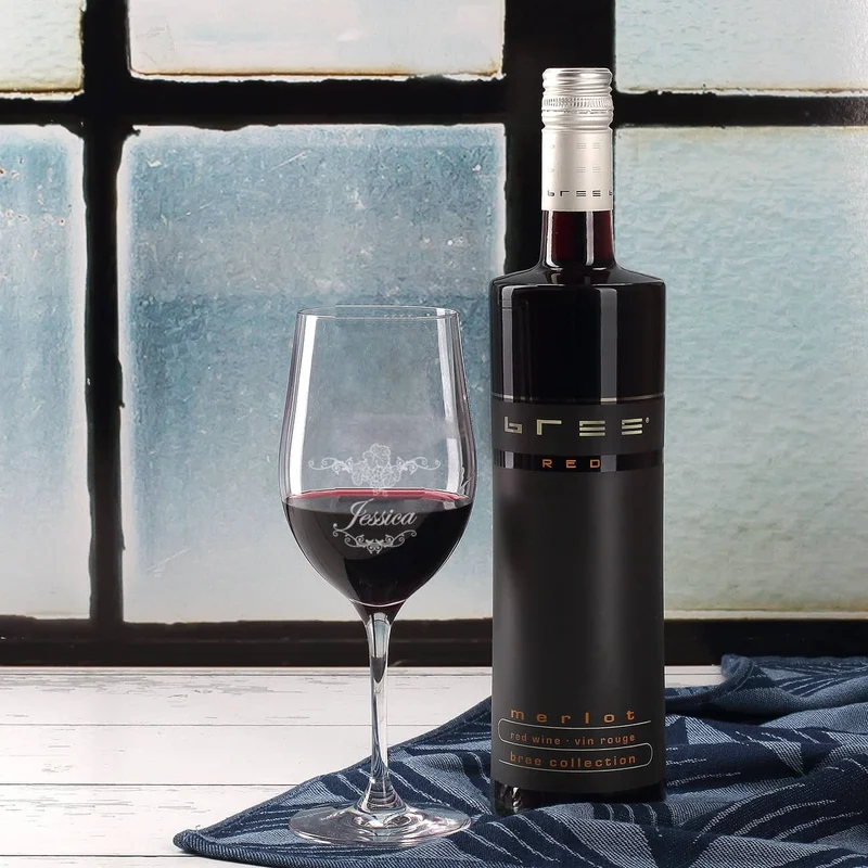 Wein - Geschenkset zum 35. Geburtstag mit graviertem Glas und Flasche
