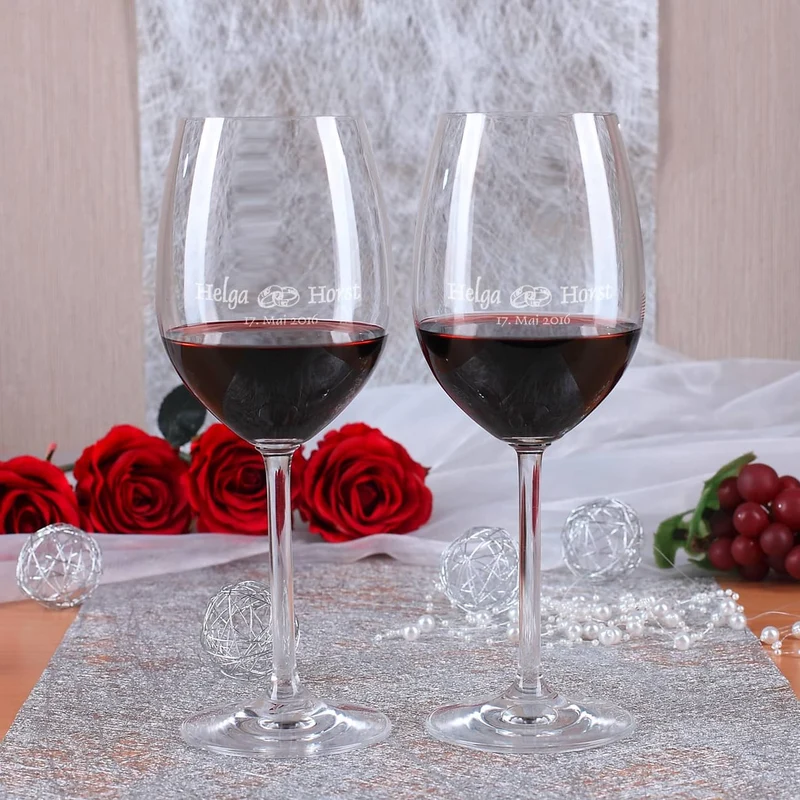 Personalisiertes Weinset mit Verzierungen zur Goldenen Hochzeit