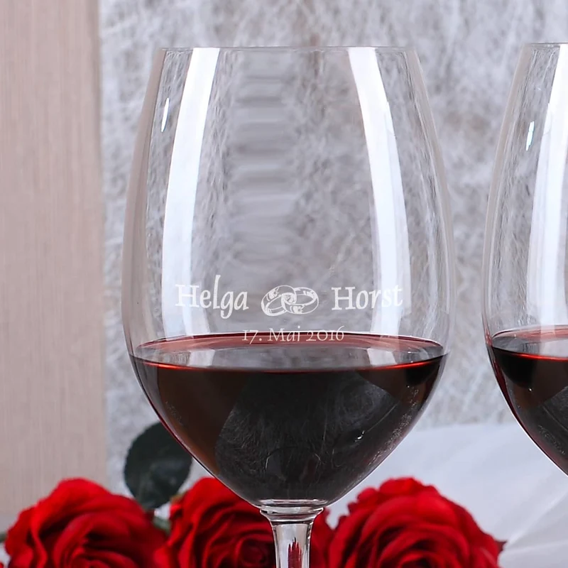 Personalisiertes Weinset mit Verzierungen zur Goldenen Hochzeit